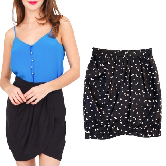 Yumi Kim Dresses & Skirts - YUMI KIM Silk Heart Print Tulip Skirt S Black